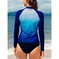 thumbnail image 2 of Charmo Womens Long Sleeve Rash Guard Fish Scales Printed Swim Shirt Sun Protection, 2 of 6