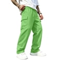 thumbnail image 2 of Resicozy Cargo Pants for Men Stretch Sweatpants Elastic Drawstring Casual Workout Joggers Hiking Tactical Pants with Pockets Green M, 2 of 8