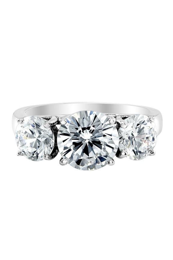 1 to 6 Carat IGI Certified LAB Grown 3 Stone Round Cut Diamond Engagement Ring Wedding Ring for Women (D-E Color, VS1-VS2 Clarity) Platinum 6 Carat Size: 6