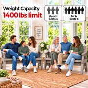 Convert a Bench 60 Folding Vinyl Patio Bench Picnic Table, Driftwood - Gen 2