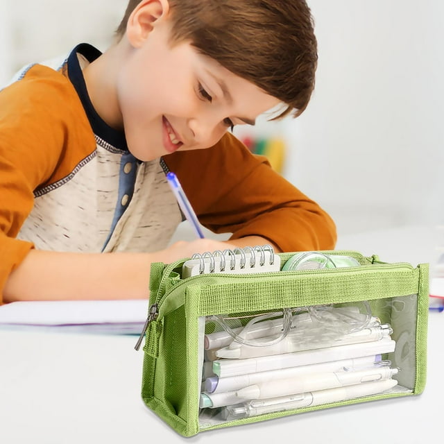 6-Layer Transparent Pencil Pouch for Students, Large Capacity School Supply Organizer with Multiple Compartments, Durable Stationery