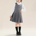 thumbnail image 3 of KyCheLot Girls Dress Set 2 Piece Long Sleeve Button Shirt and Sleeveless Back Zip Pleated Dress School Uniforms 3-15Years, 3 of 7