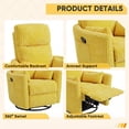 thumbnail image 3 of Furmax 360° Swivel Recliner Power Massage Rocker Chair Adult Glider Rocker with 2 Comfy Pillows for Nursery,Corduroy Yellow, 3 of 7
