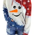thumbnail image 2 of Hauts pour Femmes Automne Noël Snowman Imprimé Style Ample Col Rond T-shirt à Manches Longues Chandail Décontracté, 2 of 8
