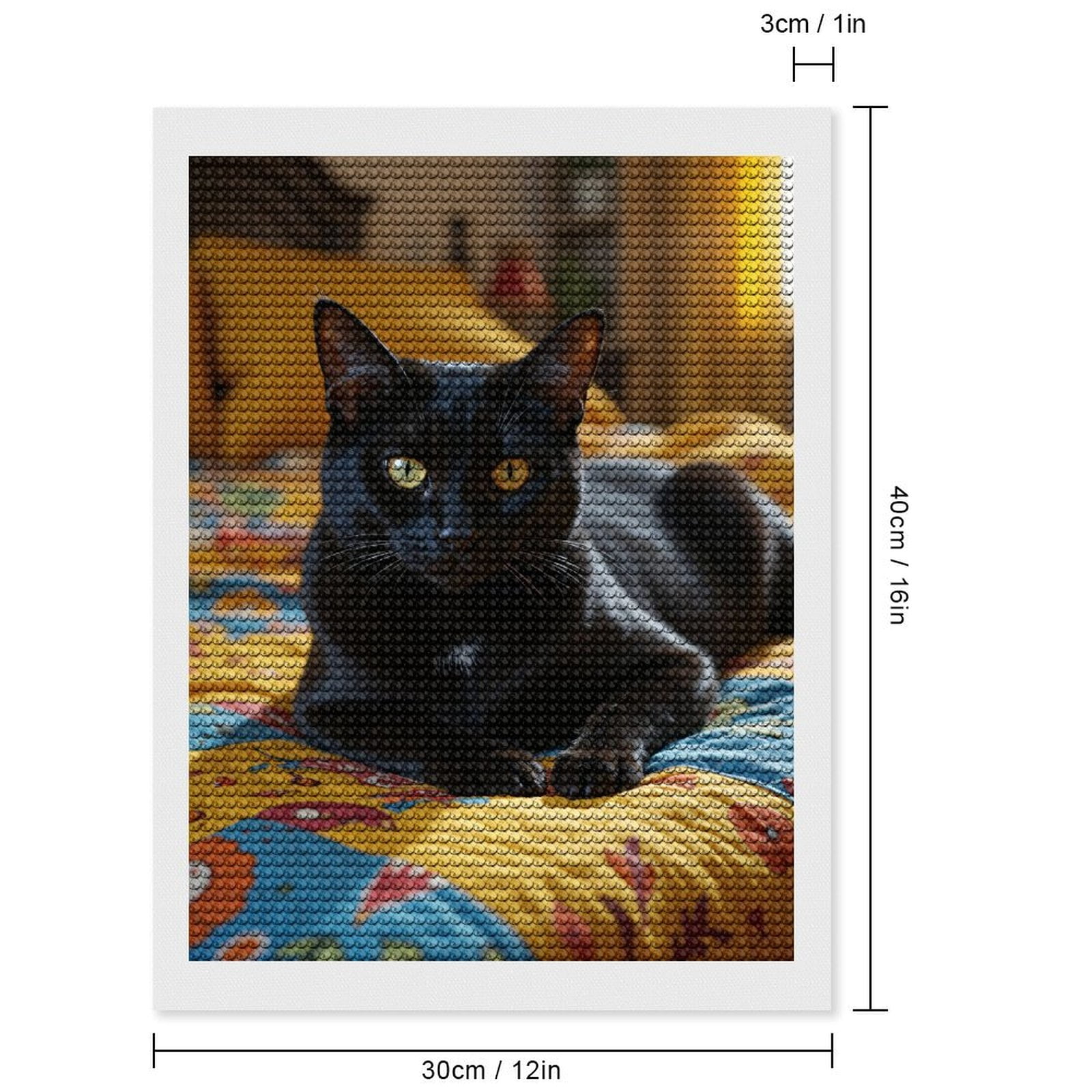 Diamond Art Kit for Adults, Black Cat Colorful Bed Quilt Diamond Painting for Adults Beginners, 5D DIY Diamond Art Painting Kits, Colorful Diamond Painting Craft for Home Decor 12x16