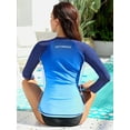 thumbnail image 6 of Sociala Women's Zipper Gradient Swimsuit Tops Crew Neck Long Sleeve Rash Guard Workout Running Tops UPF 50+, 6 of 6