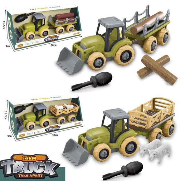 01544 - FARM TRACTOR W/TRAILER ASSORTED 2PC/SET