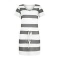 thumbnail image 4 of ReTeiv Summer Dresses for Women 2024,Women's Summer Casual Fashion Printed Drawstring V Neck Short Sleeve Dress, 4 of 5