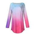 thumbnail image 5 of Women's Gradient Printed Tunic Tops Casual Long Sleeve Shirts Round Neck Pullover, 5 of 6