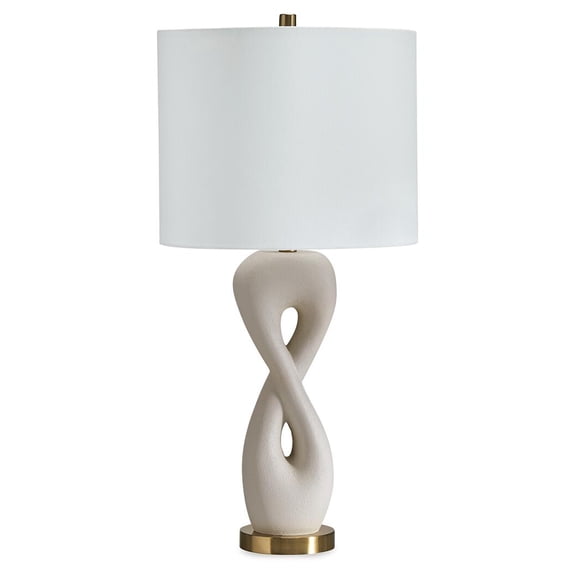 Signature Design by Ashley Judrich Poly Table Lamp, White and Gold-Finish, Modern Figure-Eight Style