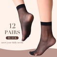 thumbnail image 3 of Yilanmy 12 Pairs Women Ankle High Nylon Sheer Socks Soft Silky Elastic Summer Thin Transparent Stockings, 3 of 7