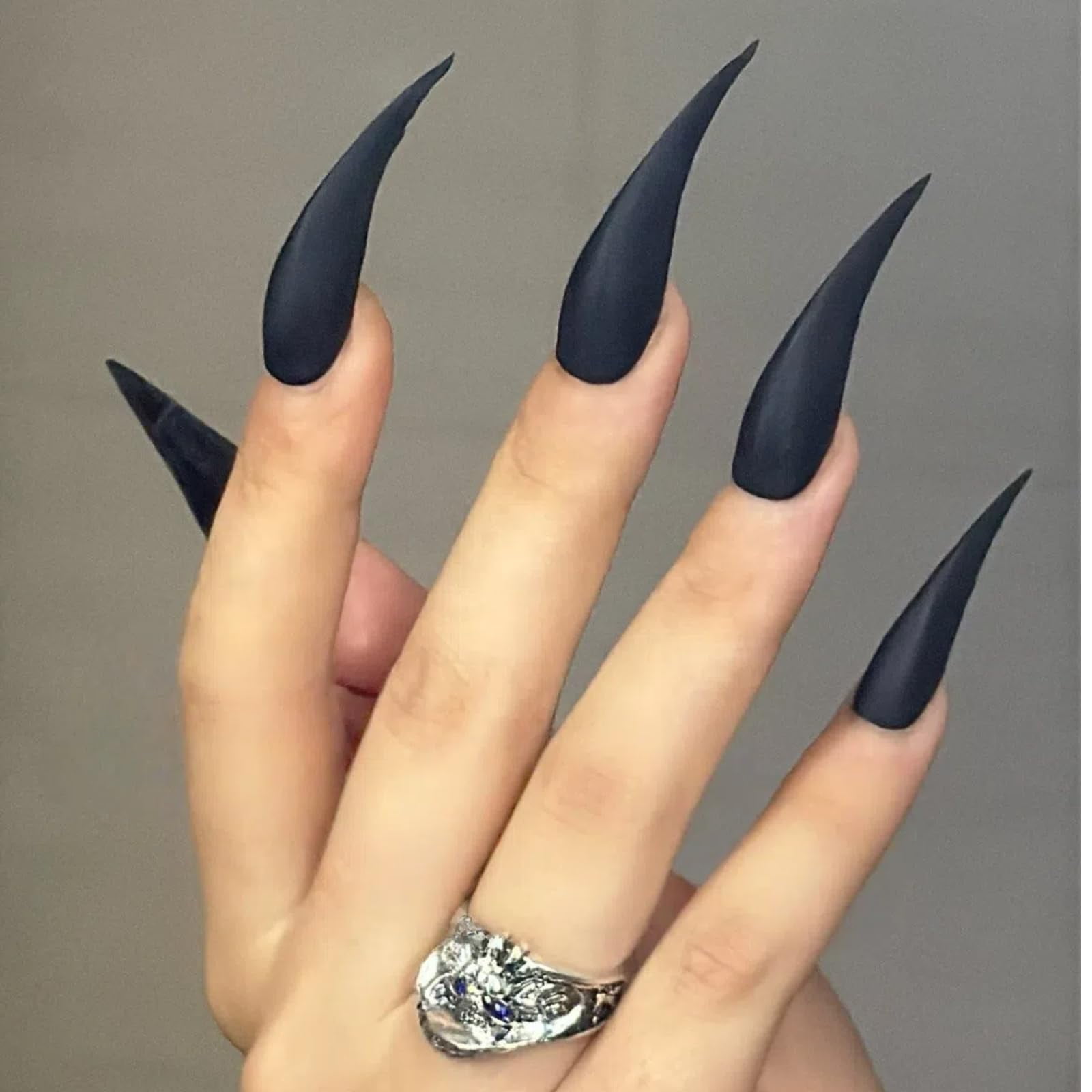 Halloween Press Claw on Nails  Long Short Medium Curved Stiletto Handmade Gothic Design Horror Vampire False Nails Dragon Cat Claw Press on Nails Glossy Glue on Nail Thick Acrylic False Nails