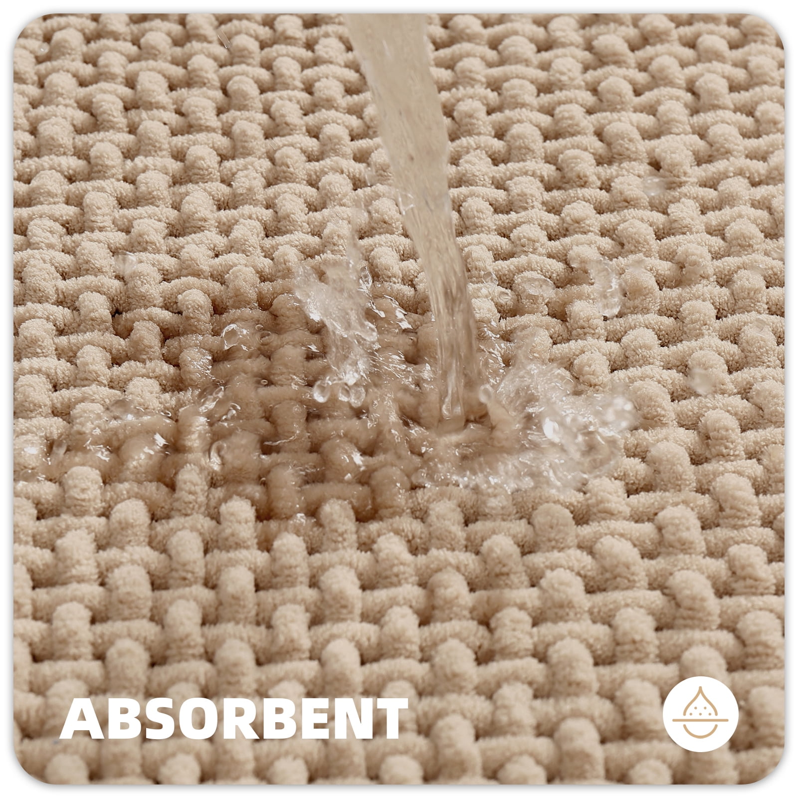 PABUBE Bathroom Rug, Non Slips Bath Mat, Machine Washable Bathroom Mat, Soft Absorbent Bathmat Bath Rug, Bathroom Rug and Mat for Bathroom Floor (20"x32",Beige)