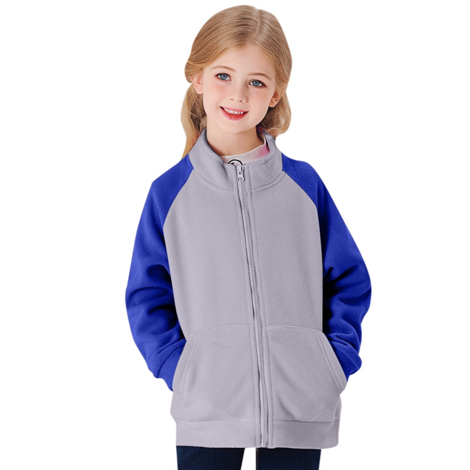 TZEWGL Full Zip Polar Fleece Jacket For Child Long Sleeve Crew Neck Coat For Kids size 9-10T
