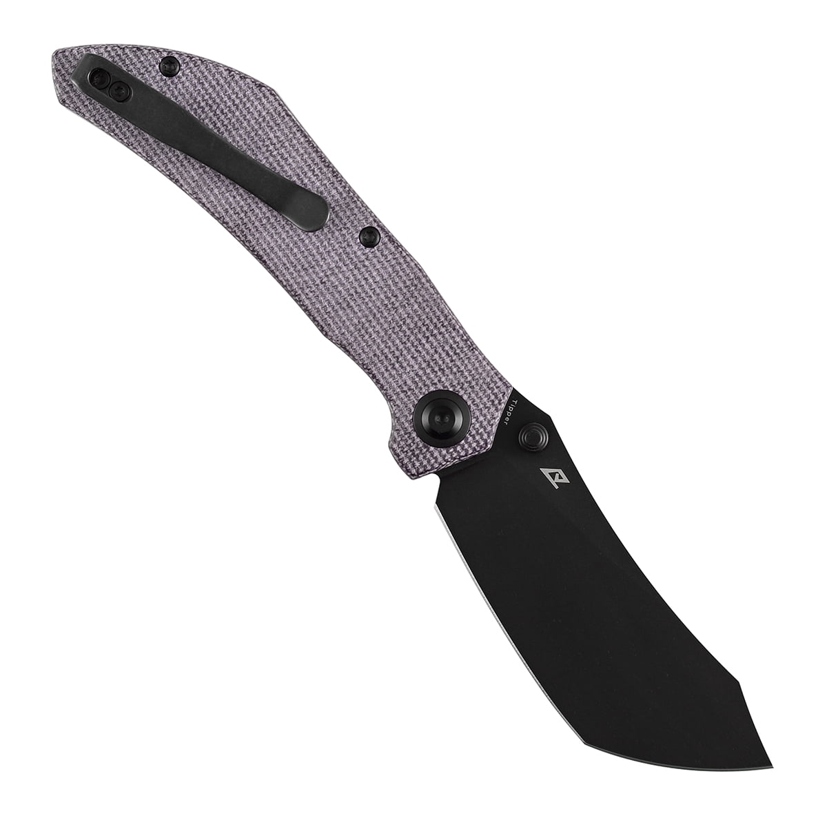Tenable Tipper Folding Pocket Knife 3.39'' Blackwash Nitro V Blade,Purple Micarta Handle,B1079A2