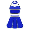 thumbnail image 3 of YONGHS Kids Girls Cheer Leader Costume Cheerleading Uniform Outfit Top Vest Pleated Skirt 2PCS Set Royal Blue 14, 3 of 5