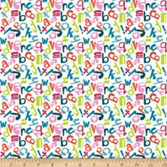 Silly Safari Alphabet White Cotton Fabric