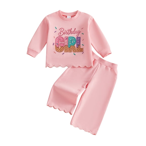 RUINIXCW Toddler Baby Girl Birthday Outfit Long Sleeve Sweatshirt Pants 2 Pcs Set