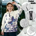 thumbnail image 6 of Uourmeti Purple Floral Butterfly Zipper Sweatshirt for Girl Kids Quarter Zip Up Pullover Sweatshirts Fall Winter Comfy Casual Loose for School 5-14 Years Size 13-14, 6 of 7