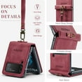 thumbnail image 6 of Wallet Case for Samsung Galaxy Z Flip 4, Premium PU Leather Card Slots Holder RFID Blocking Flip Cover with Magnetic Closure Stand Full Protection Shockproof Case for Samsung Galaxy Z Flip 4, Red, 6 of 8