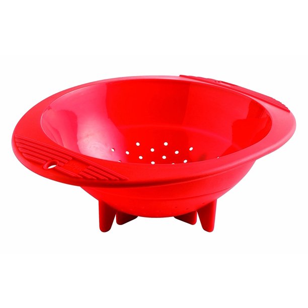 3Quart Silicone Colander/Steam Basket, Red, 3quart colander for