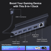 iVANKY 8-in-1 Docking Station for Valve Steam Deck OLED/ASUS ROG Ally/Lenovo Legion Go/MSI Claw
