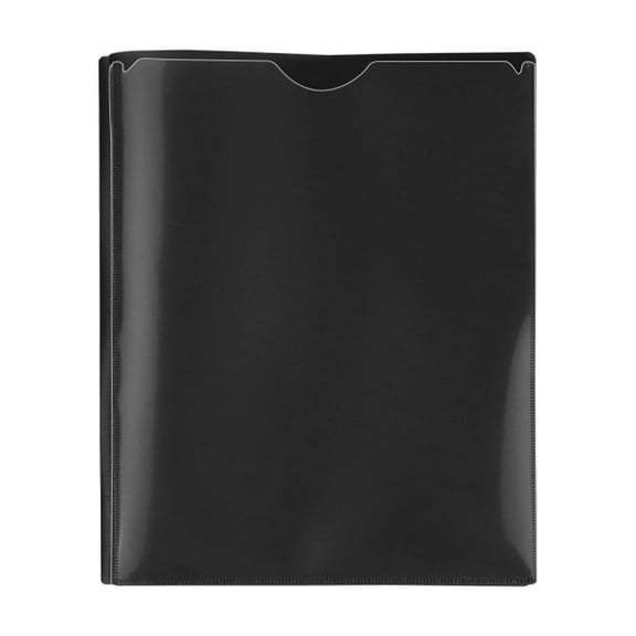 Dual Pocket Plastic File Folder with 3 Ring Binder, Clear Front Cover Organizer for Loose Leaf Papers, Professional Document Storage for School Office Home, Black