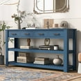 thumbnail image 2 of Lunale Stylish Console Table with 4 Drawers and 2 Shelves, 62.2" Storage Sideboard Cabinet for Entryway, Living Room, Blue, 2 of 6