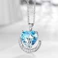 thumbnail image 2 of Juwaliy Animal Cat and Dog Necklace Blue Heart March Birthstone Charm Aquamarine Pendant Jewelry Birthday Mother's Day Gift for Women Wife Daughter Pet Lovers, 2 of 10