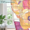 thumbnail image 4 of Yayeee Window Curtains Light Filtering 63"x52" Grommet Panel Pair Home Living Room Decor, Orange Hand Drawn Floral, 4 of 7