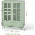 thumbnail image 3 of Narrow Glass Display Cabinet, Sideboard with Storage, 38" Kitchen Buffet Storage Cabinet with 2 Glass Doors and 1 Drawer, Mint Green, 3 of 7