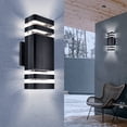 thumbnail image 4 of Lámpara de pared exterior Tesjaso, 7 W, 3000 K, impermeable, paquete de 2 unidades, color negro, 4 of 9