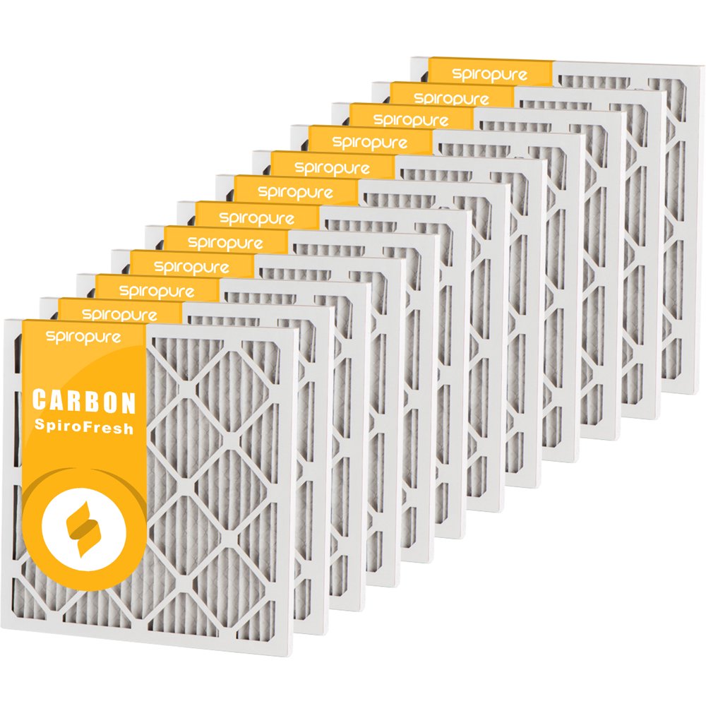 SpiroPure 20x20x1 MERV 8 Odor Reduction Air Filters Made in USA (12