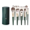 thumbnail image 3 of LNGOOR 14Pcs Pro Makeup Brush Set - Soft Nylon Bristle  Resin Rod  Palm Brush Design for Flawless Foundation  Eye Shadow  Brow Application - Gentle on All Skin Types  Alcohol-Free, 3 of 7