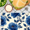 thumbnail image 3 of Amarainy Blue Rose Pattern Linen Table Mats Set Of 4 For Home Kitchen Table Decor 12x18 inch, 3 of 5