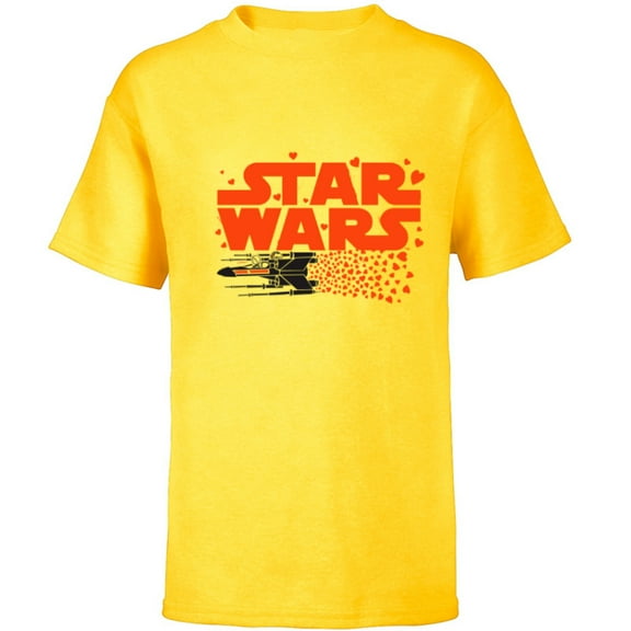 Star Wars Logo X-Wing Luke Skywalker R2-D2 Splatter Hearts - Short Sleeve T-Shirt for Kids - Customized-Yellow