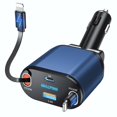 thumbnail image 1 of Cargador de coche OHLPRO retráctil 80W USB C para iPhone Blue, 1 of 7