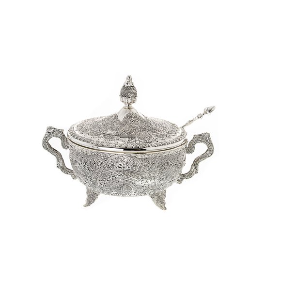 Rosh Hashanah Honey Dish. 3 Piece Silver Plated Honey Dish