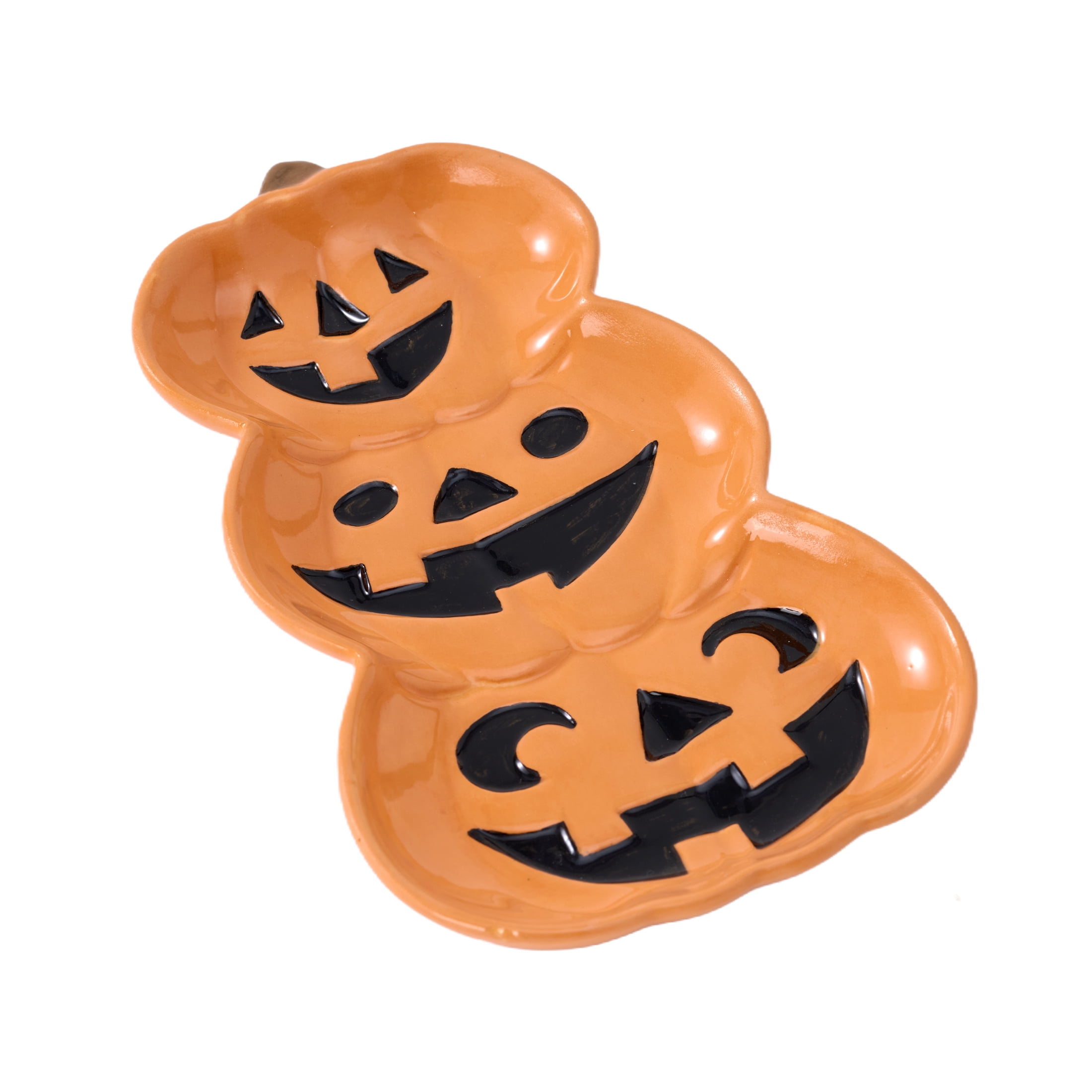 Way to Celebrate Pumpkin Shaped Ceramic Spoon Rest for Halloween Decoration