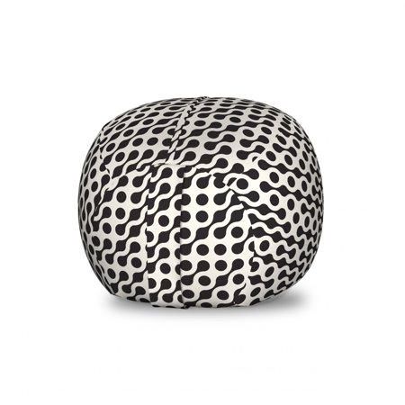 Geometric Storage Toy Bag Chair  Diagonal Rounded Circles Pattern Wavy Random Lines Motif Monochrome Modern  Stuffed Animal Organizer Washable Bag  Large Size  Black Off White  by Ambesonne
