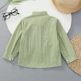 thumbnail image 5 of Kiijoy Toddler Boys Solid Long Sleeve Shirt Casual Neck Button Down Pocket Shirt, 5 of 5