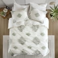 thumbnail image 3 of INK+IVY Tahli Abstract Full/Queen Comforter Set for Adults with Cotton Blend and Tufted Chenille, Green/Ivory, 3 of 10