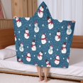 thumbnail image 5 of Blue Christmas Snowman Pattern Hooded Bath Towel，50"x30" for Ages 3 To 12 Kids, Quick Dry Lightweight Soft Microfiber Hood Beach Towel Cover Up for Kids, 5 of 7