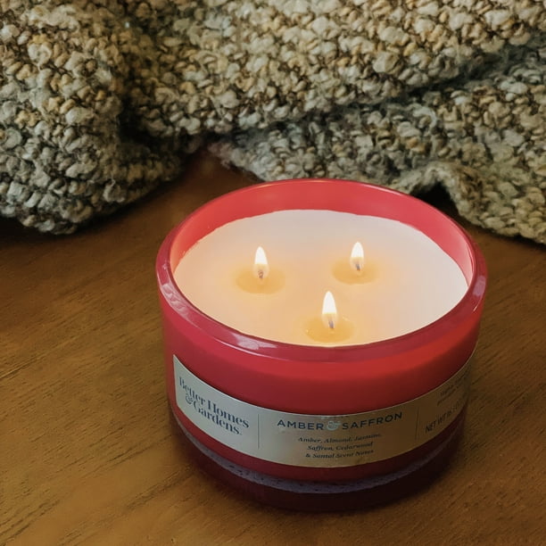 Better Homes & Gardens Amber & Saffron Scented 3wick Glass Dish