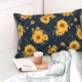 thumbnail image 4 of Kdxio Cotton Pillow Cases 16"x24" Pillowcases,Soft and Breathable Bedroom Pillow Cases-Blue Striped Sunflower A-No Pillow Core, 4 of 5