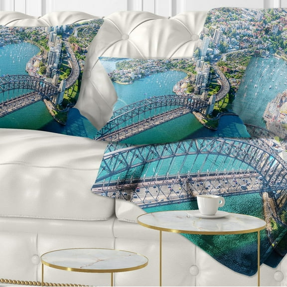 Designart Sydney Aerial View - Cityscape Photography Throw Pillow - 12x20