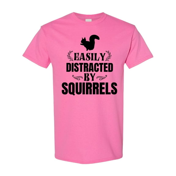 Inktastic Easily Distracted by Squirrels T-Shirt