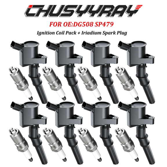 8 Pack DG508 Ignition Coil Iridium Spark Plug For Ford F150 4.6L 5.4L V8