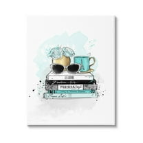 Stupell Industries Turquoise Fashion Book Stack Graphic Art Gallery Wrapped Canvas Print Wall Art, Design by Alison Petrie