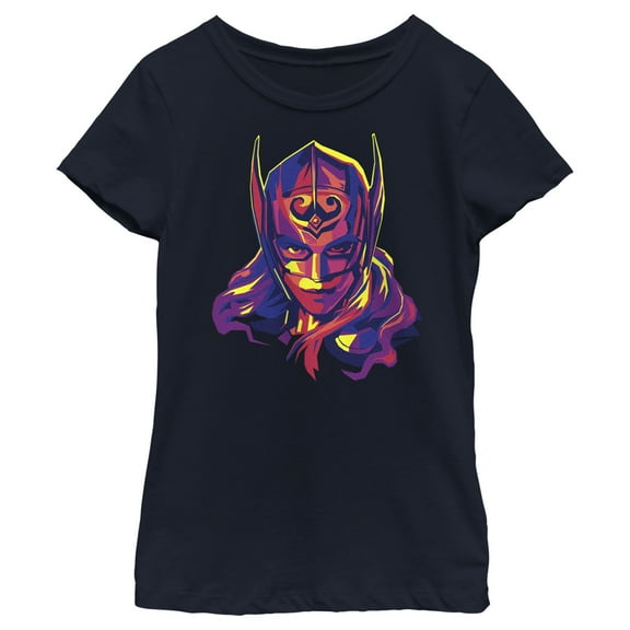 Girl's Marvel: Thor: Love and Thunder Jane Foster Portrait  Graphic Tee Navy Blue Large